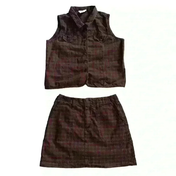 Vintage Maurice's 2 Piece Set Skirt and Button Up Top Plaid Size 8/L - Picture 2 of 15
